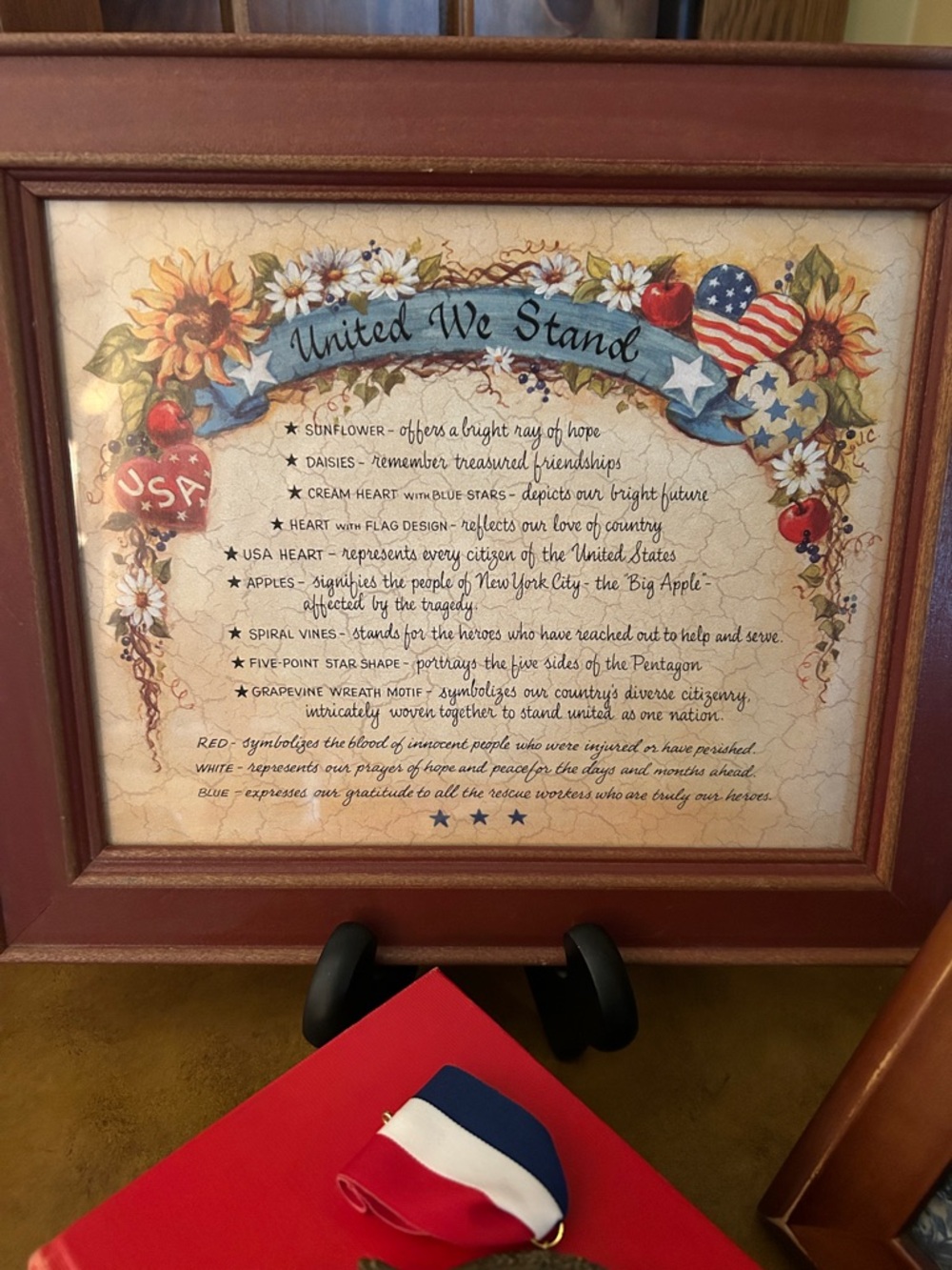 Framed 'United We Stand' Patriotic Vintage Wall Art
